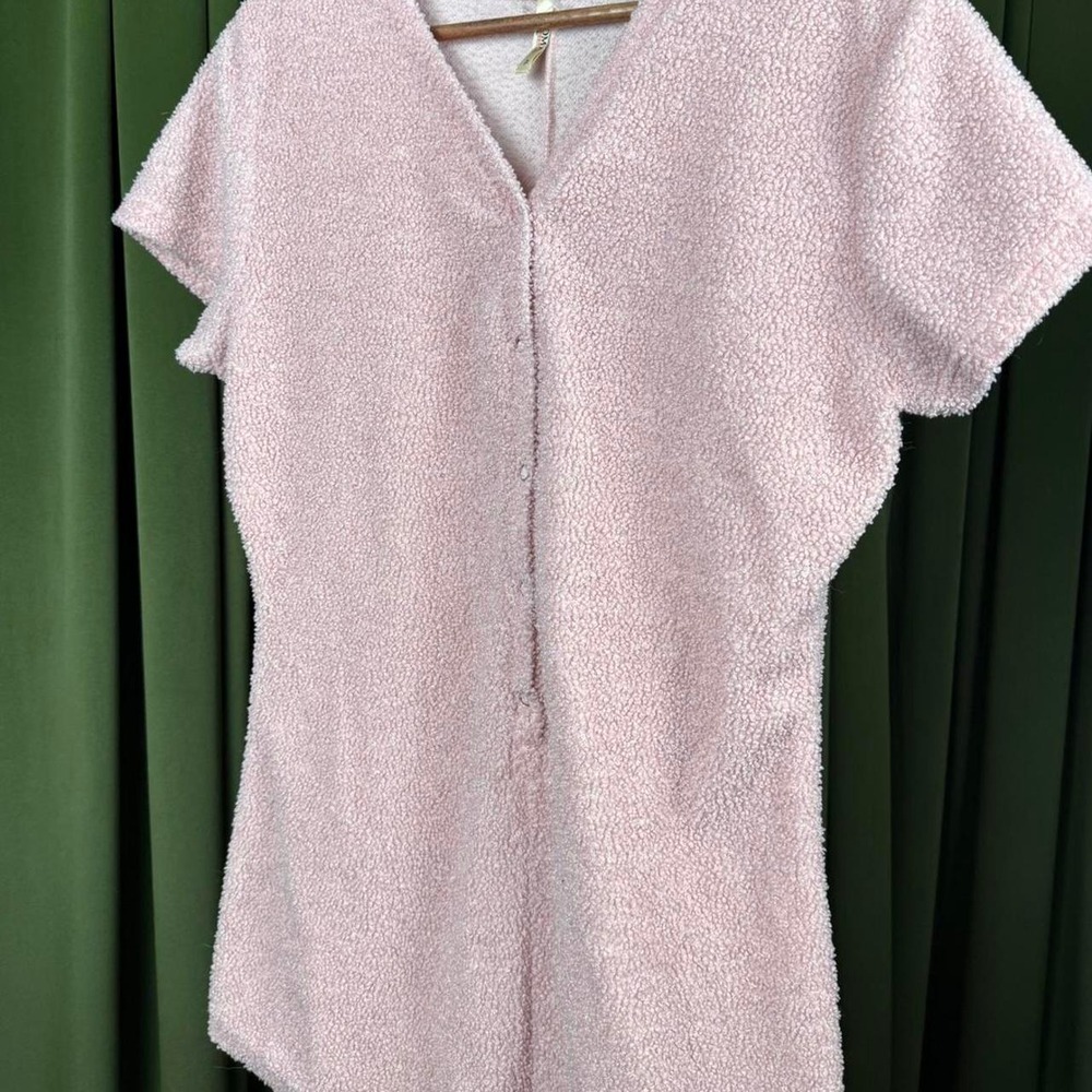 Roma Confidential Womens XL Pink Fluffy Plush Romper Loungewear Cozy Sleepwear